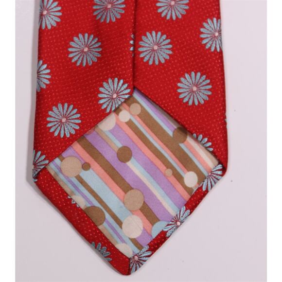 Ted Baker Red Floral Jacquard Silk Necktie Tie Made in USA - Picture 6 of 7